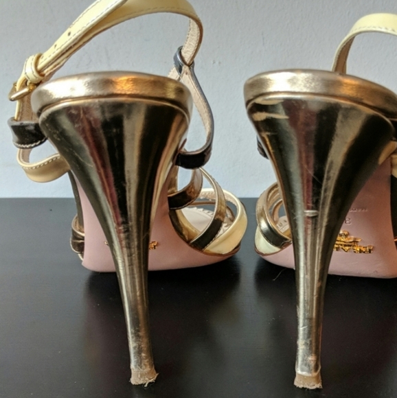 Prada gold & yellow sling back heels - Picture 5 of 5